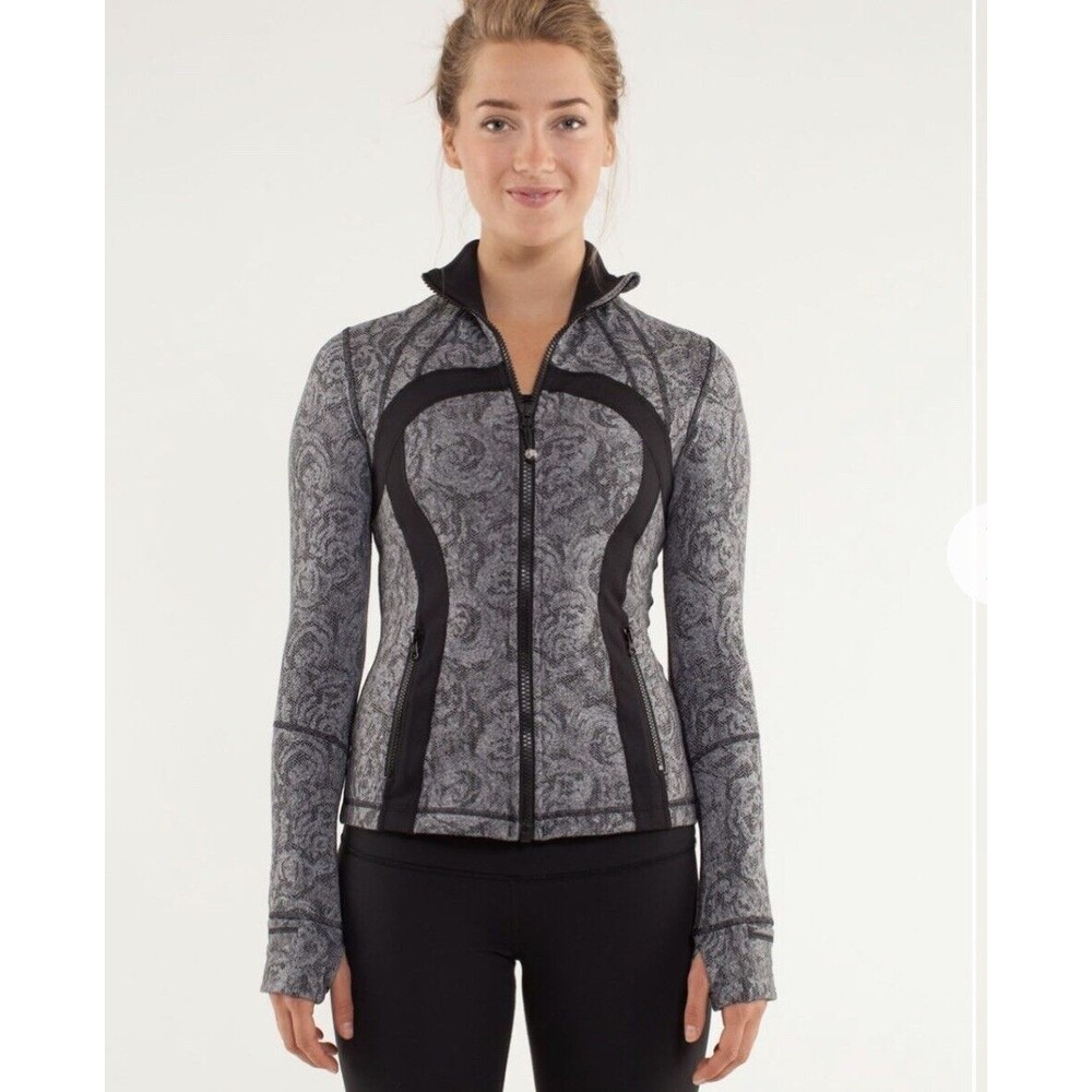Lululemon Define Jacket Brushed Luon Size 6 Rose Herringbone Black